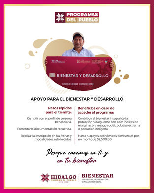 El Gobierno de Hidalgo brinda un apoyo económico de $2,500 bimestrales a hombres y mujeres en situación de pobreza y vulnerabilidad de entre 30 a 64 años de edad. 🪪➡ Consulta las bases de la convoc