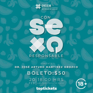 La OEEH te invita el próximo 20 de febrero a la conferencia #ConSexoResponsable, impartida por el Dr. José Arturo MartÃnez Orozco. 🥼¡Asiste, infórmate y cuida tu salud!Compra tus boletos en: https