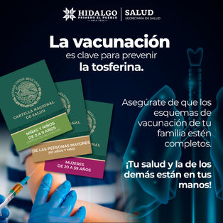 Proteger a niñas, niños, adultos y personas mayores es fundamental para prevenir la tosferina. 🤧Consulta tu Cartilla Nacional de Salud y acude a tu unidad médica para completar los esquemas de vacuna