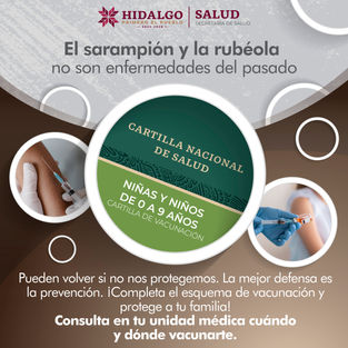 El #sarampión y la #rubéola pueden regresar si se baja la guardia. 💉Revisa la cartilla de vacunación de niñas y niños, y completa su esquema a tiempo. 👧🏻👦🏻#PrimeroTuSalud