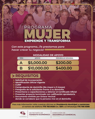 GOBIERNO MUNICIPAL ABRE CONVOCATORIA DEL PROGRAMATRANSFORMA TULANCINGO Y MUJER EMPRENDE Y TRANSFORMA