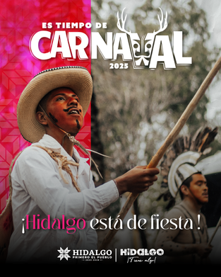 🎭🔥 ¡Siente la fiesta, vive la tradición!#EsTiempoDeCarnaval 🎉Máscaras, comparsas y el ritmo que hace vibrara #Hidalgo te esperan. ¡La cartelera llegarámuy pronto! ✨#HidalgoTieneAlgo