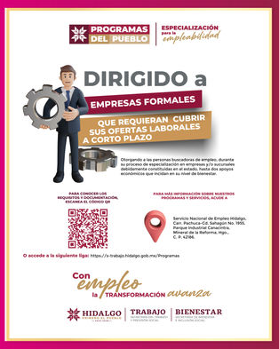 📢 ¡Únete al impulso por una empleabilidad más sólida en Hidalgo!💼El programa Especialización para la Empleabilidad ofrece una oportunidad única para las empresas comprometidas con el desarrollo pr