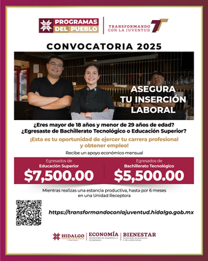⚠️CONVOCATORIA ABIERTA⚠️ Programa #TransformandoConLaJuventudConsulta todos los detalles en la plataforma:🌐 transformandoconlajuventud.hidalgo.gob.mxInformes con la @SedecoHidalgo:📞 771 688 60