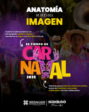 Cada color, forma y detalle tiene un significado especial. 🎨🎉Este mosaico revela los elementos que dan vida a laesencia del Carnaval 2025.Descubre su significado. 👇#EsTiempoDeCarnaval #Hidalg