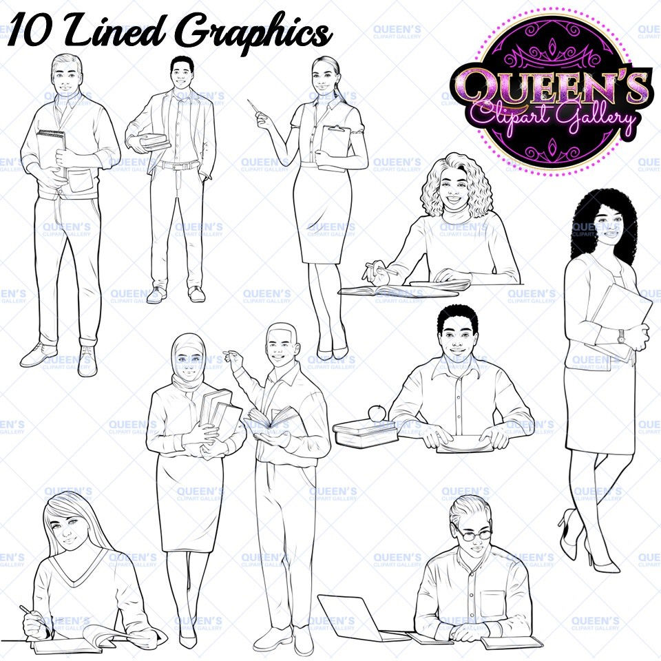 Thumbnail: Teachers Clipart, Teacher Clipart, Adult Clipart, Teachers BUNDLE Clipart