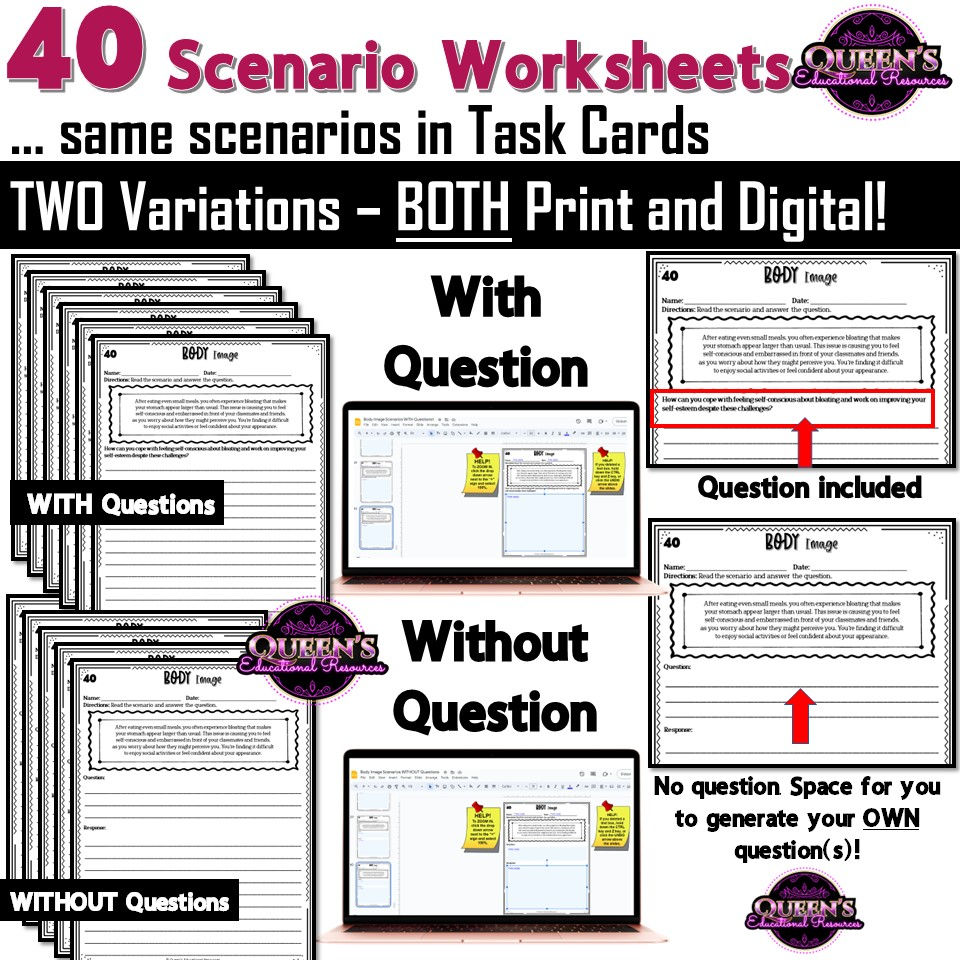 Thumbnail: Body Image and Self-Perception Reading Passages, Activities, Scenarios Bundle
