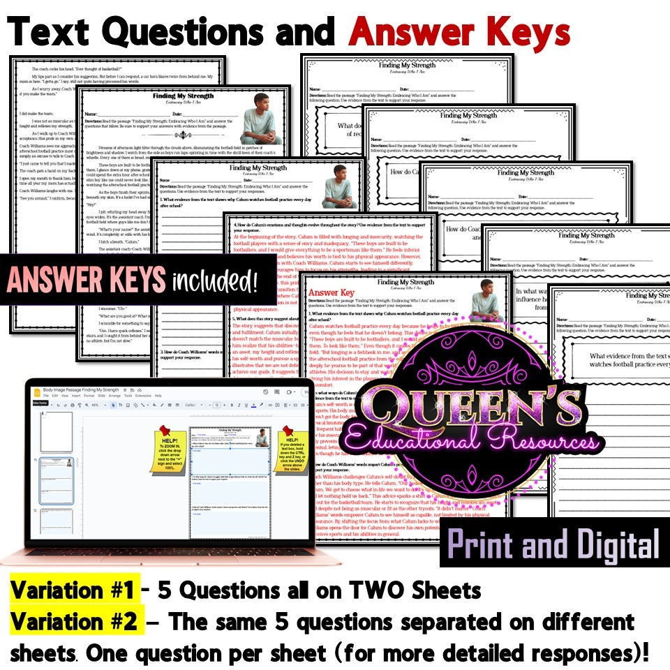 Thumbnail: Body Image and Self-Perception Reading Passages, Activities, Scenarios Bundle