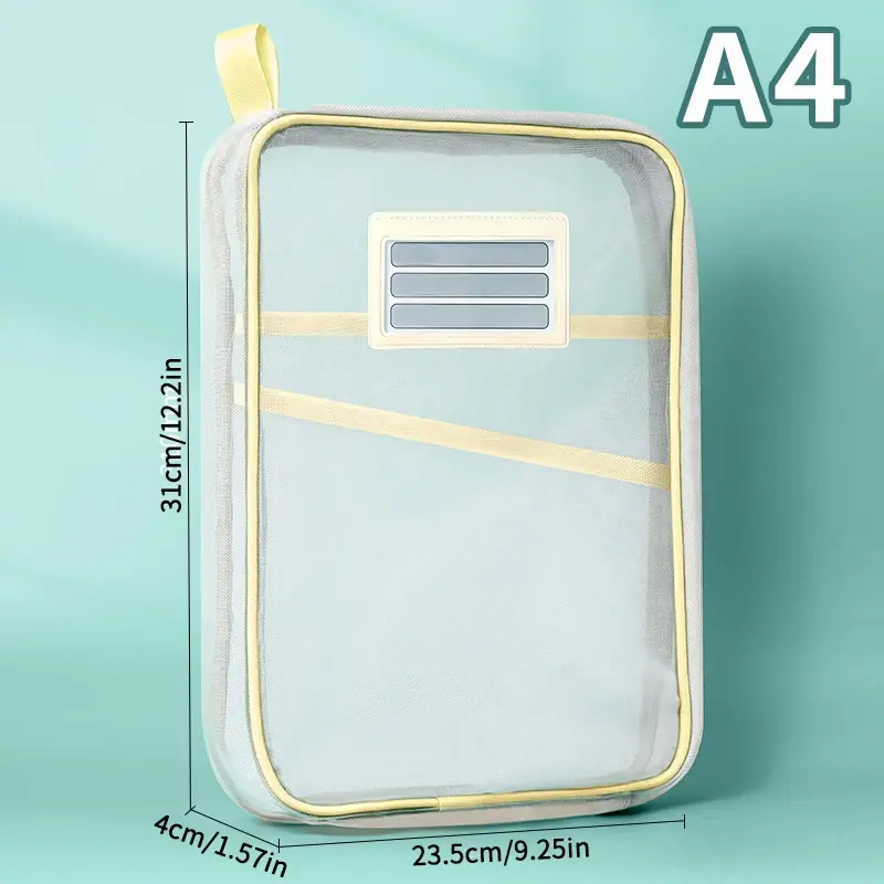 Thumbnail: A4 Stationery Storage Bag Double-Layer Mesh Zipper