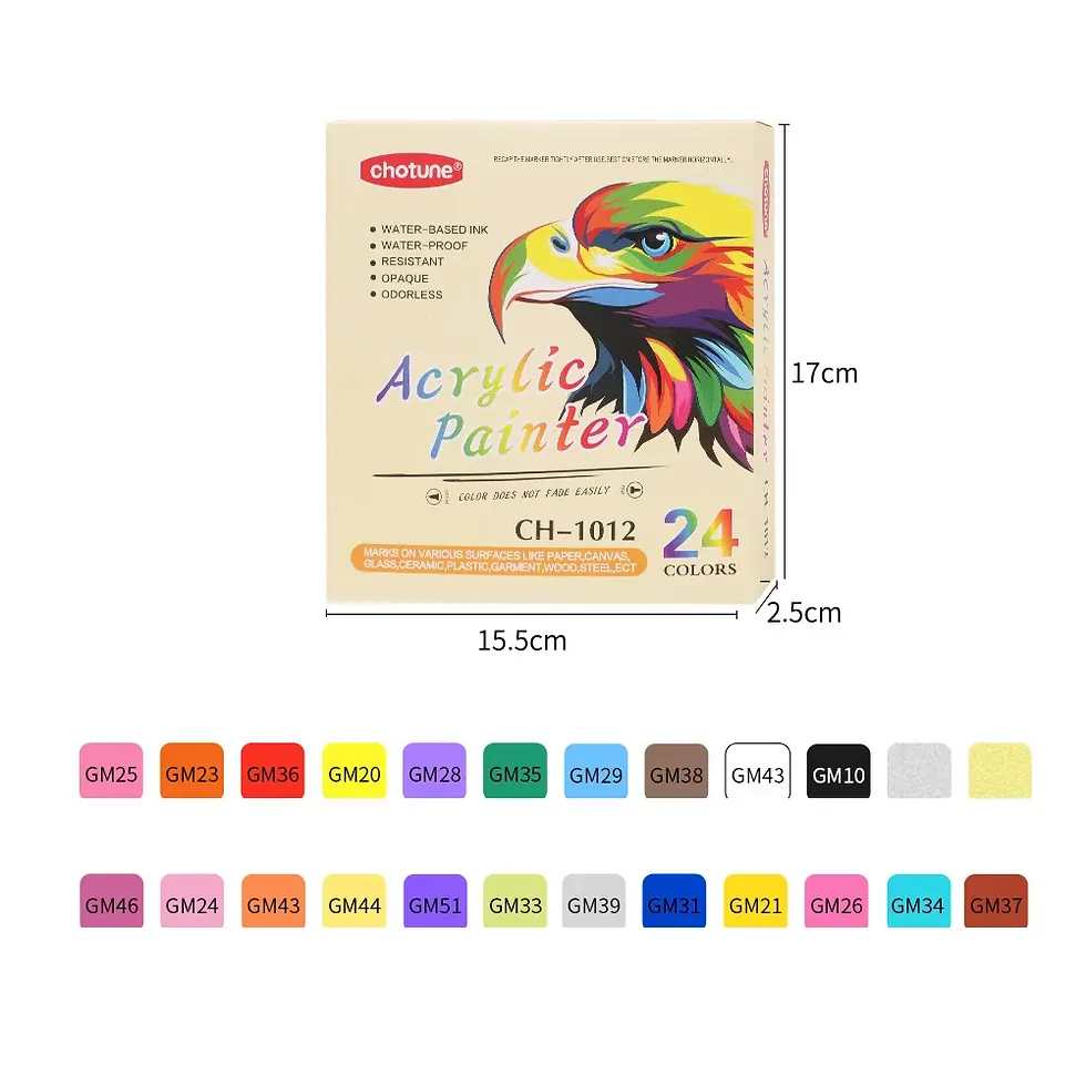 Thumbnail: Acrylic Marker 12 24 36 Colors Double Headed Waterproof