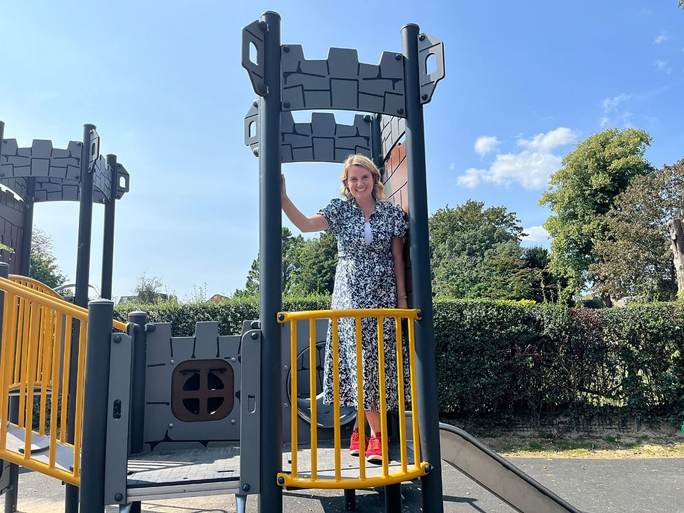 Jess in the new play area in Priory Park