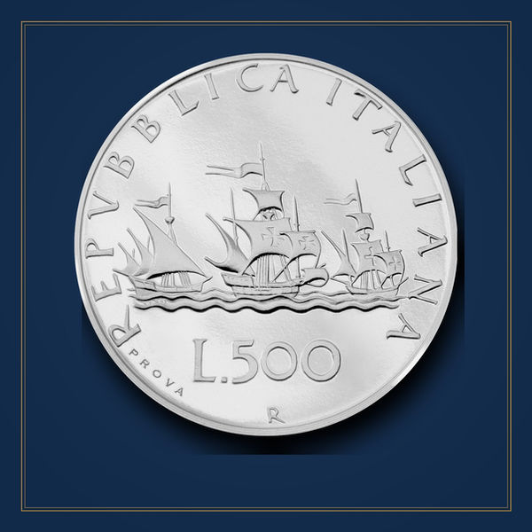 500 Lire Caravelle Bandiere Controvento in argento