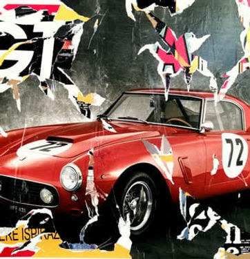 Décollage di Antonio Longo raffigurante una Ferrari 250 GT rossa da competizione