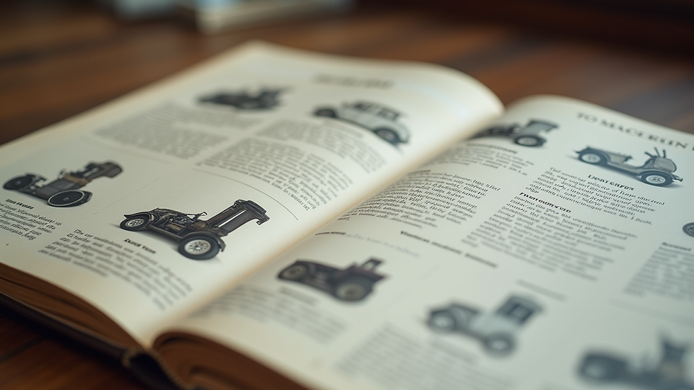 Close-up view of auction catalog with detailed item descriptions