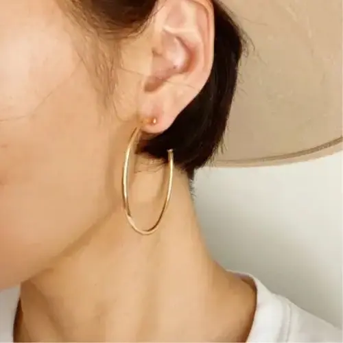 Thumbnail: Amber 2" Gold Hoops