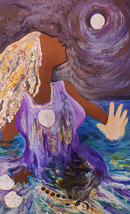 Arlette St Hill Yemeya Goddess of the Ocean. 2012 Acrylic Mixed Medium Collage on Canvas 3