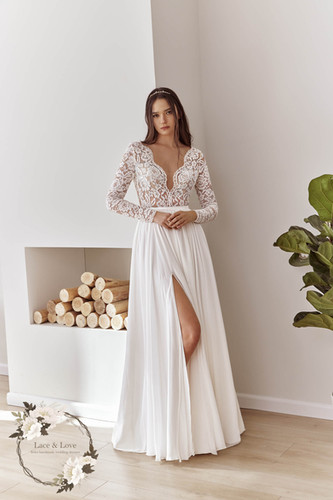 vintage long white lace dress Vintage 1950s White Lace Long-Sleeve Wedding Dress, Small  Ian Drummond  Vintage