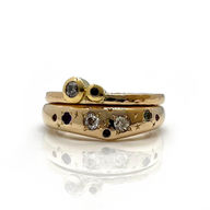 Remodelled Ring Stack in 9ct, 14ct & 18ct Gold with Star Set Diamonds