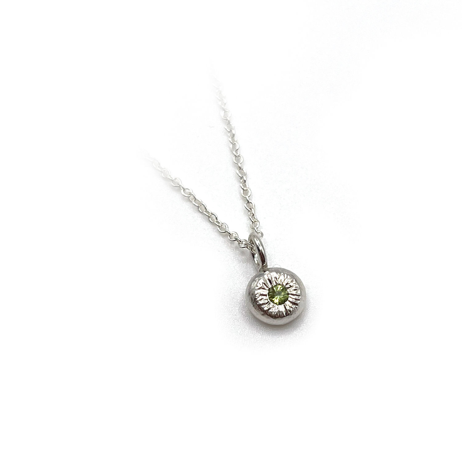 Fragment Gemstone Pendant: Silver & Green Sapphire