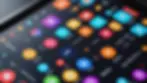 Close-up view of a colorful user interface design