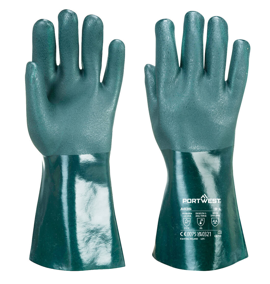 PVC химически защитни ръкавици A835 – 35 см