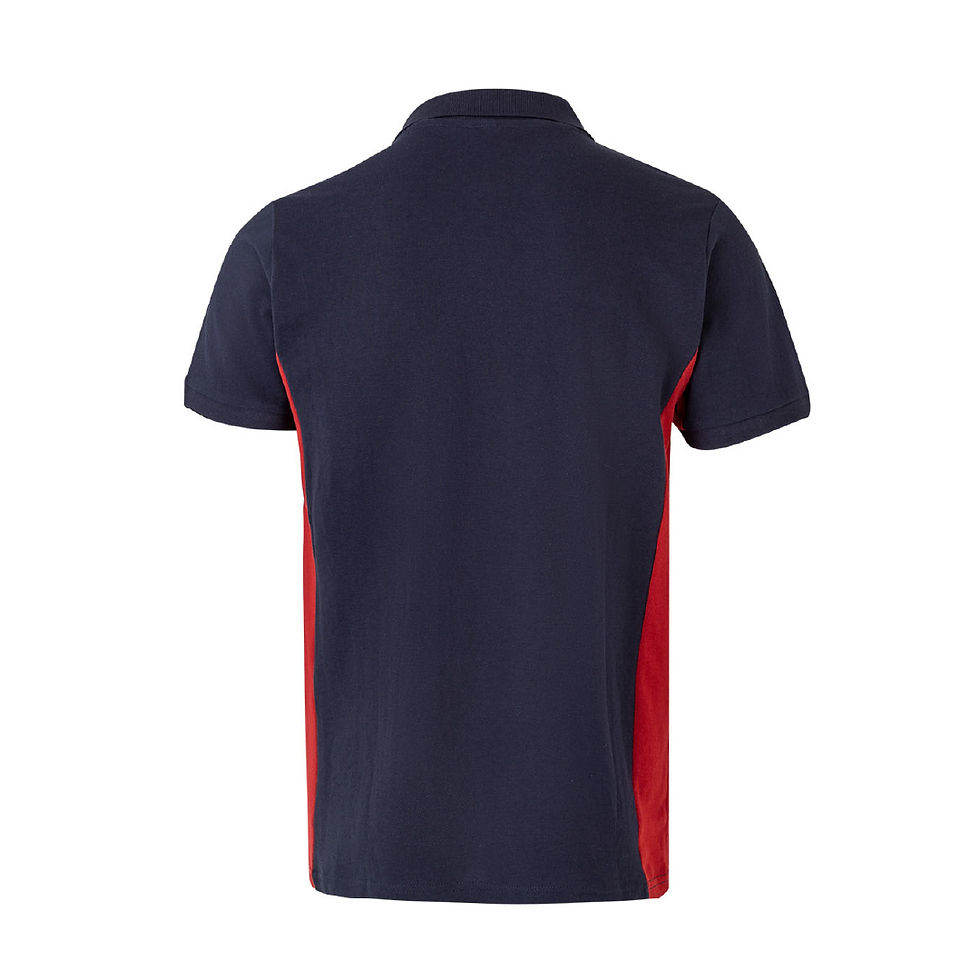 Миниатюра: Двуцветна поло блуза с къс ръкав / 105504 - dark blue