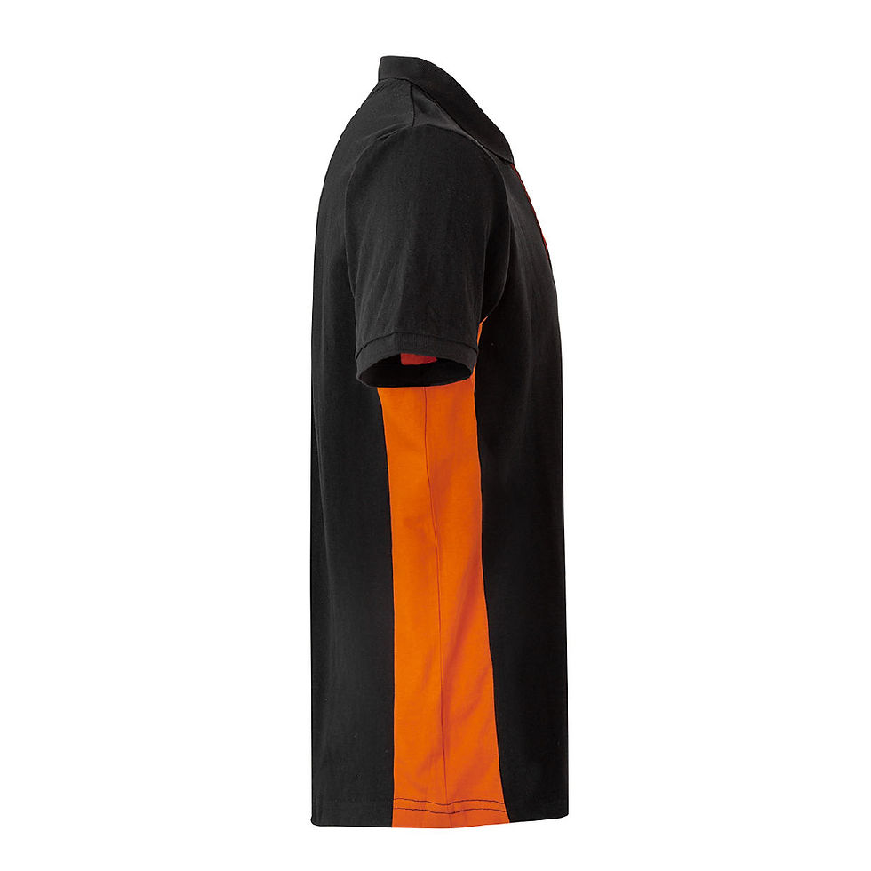 Миниатюра: Двуцветна поло блуза с къс ръкав / 105504 - black