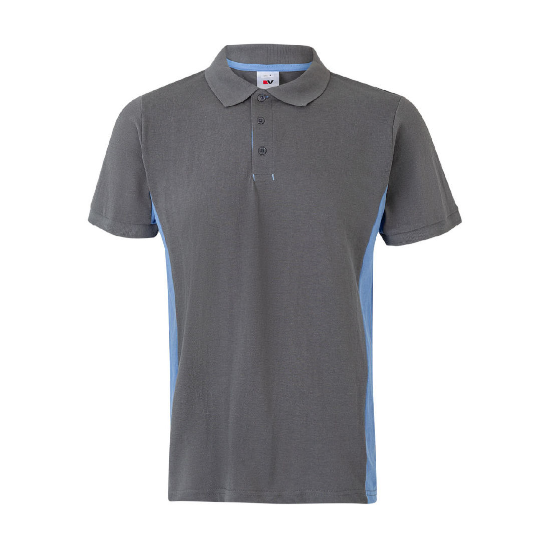 Двуцветна поло блуза с къс ръкав / 105504 - gray