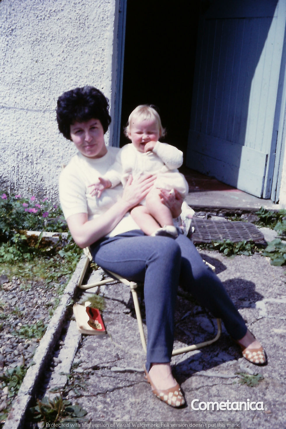 Karen Warbrick With Her Mother, Hilda, Sitting On The Chair