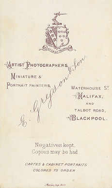 Reverse side of carte de visite of lady from Blackpool