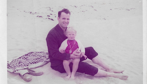 1968 September - William Warbrick with Karen Warbrick on Hayle beach.jpg