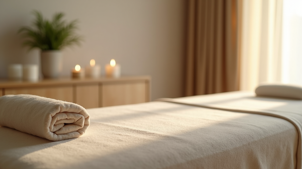 Close-up view of a soft, tranquil massage table
