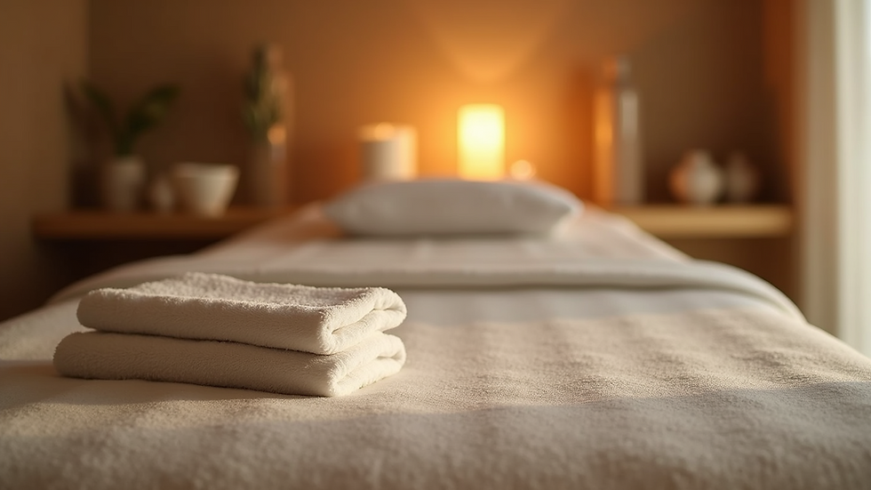 Eye-level view of a tranquil massage room