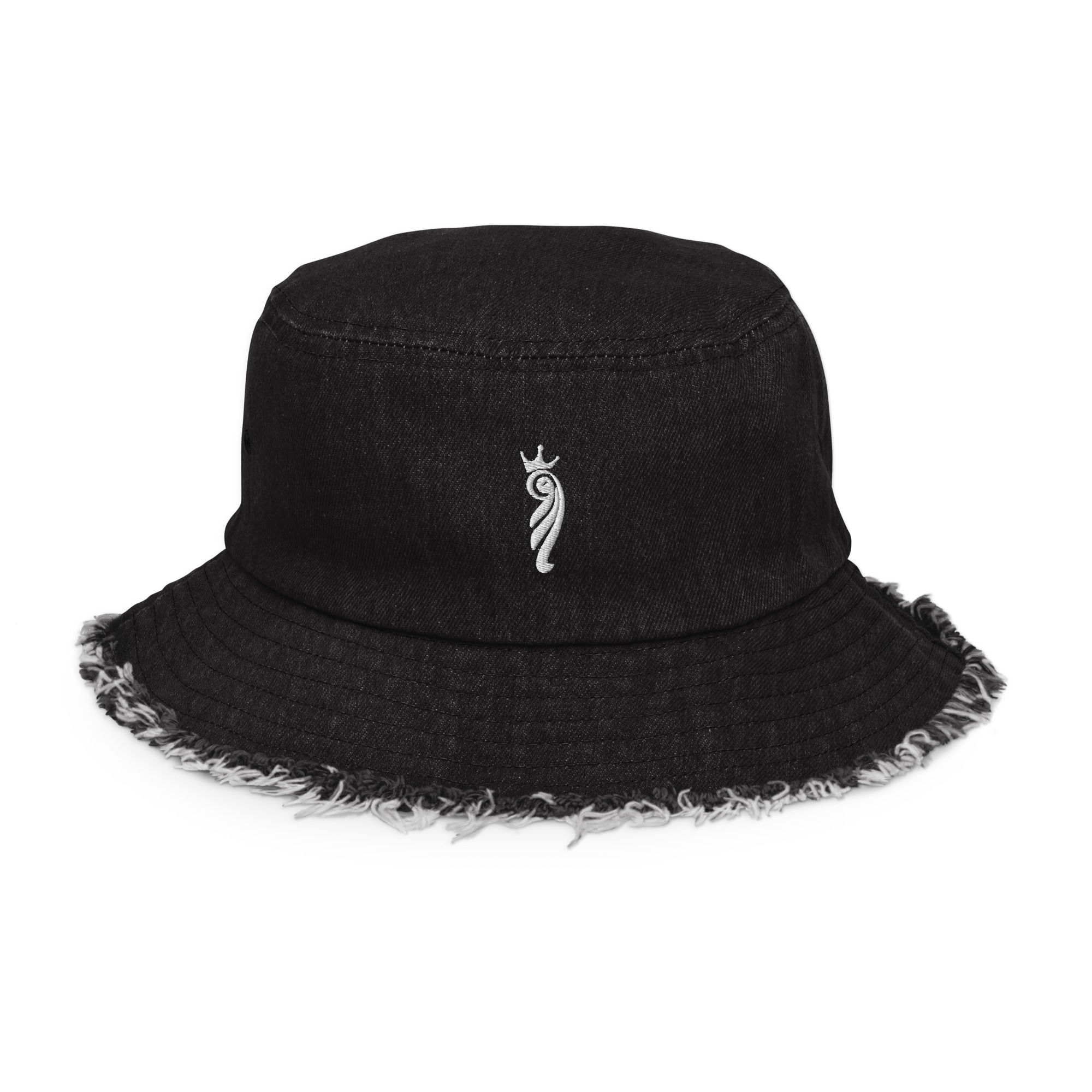 Distressed denim bucket hat KF LOGO