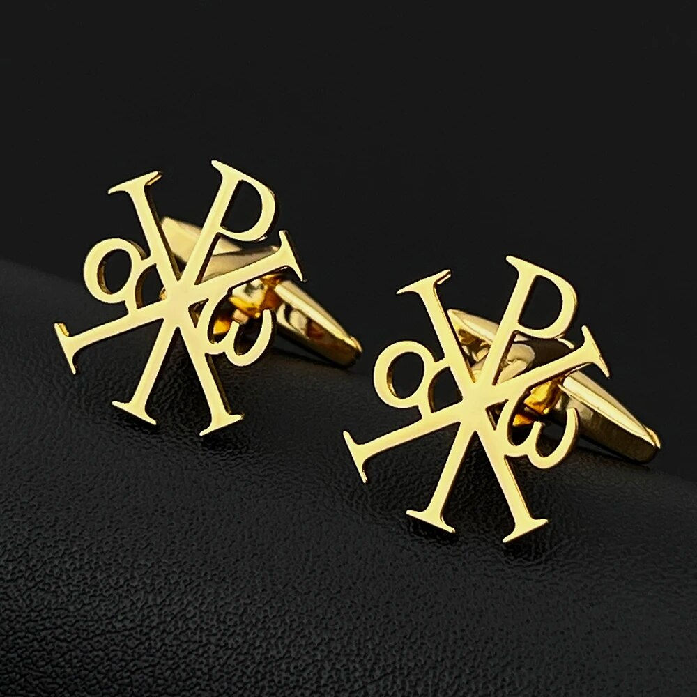 Gold-filled 9k Cufflinks with Chi-Rho-Alpha-Omega