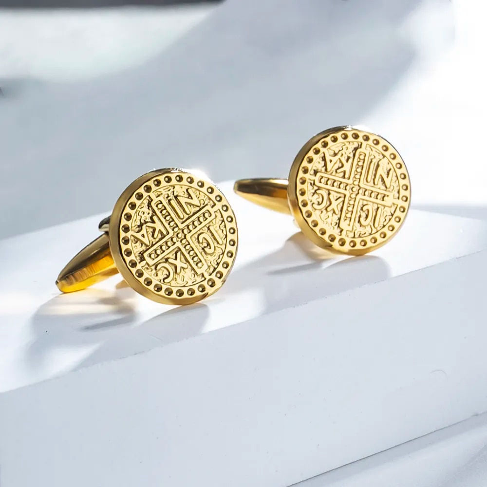 Gold-filled 9k Cufflinks with ICXCNIKA Jesus Christ Conquers