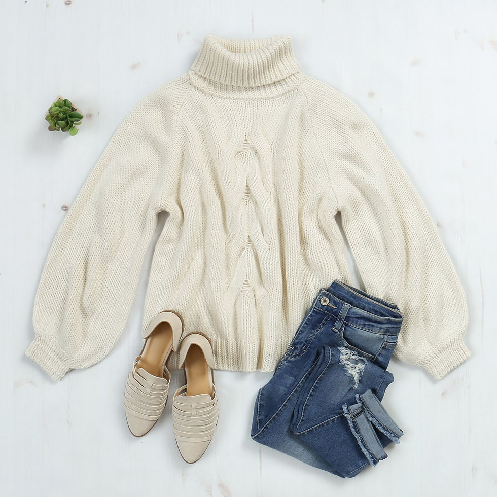 Thumbnail: Chunky Cable Knit Turtleneck Sweater
