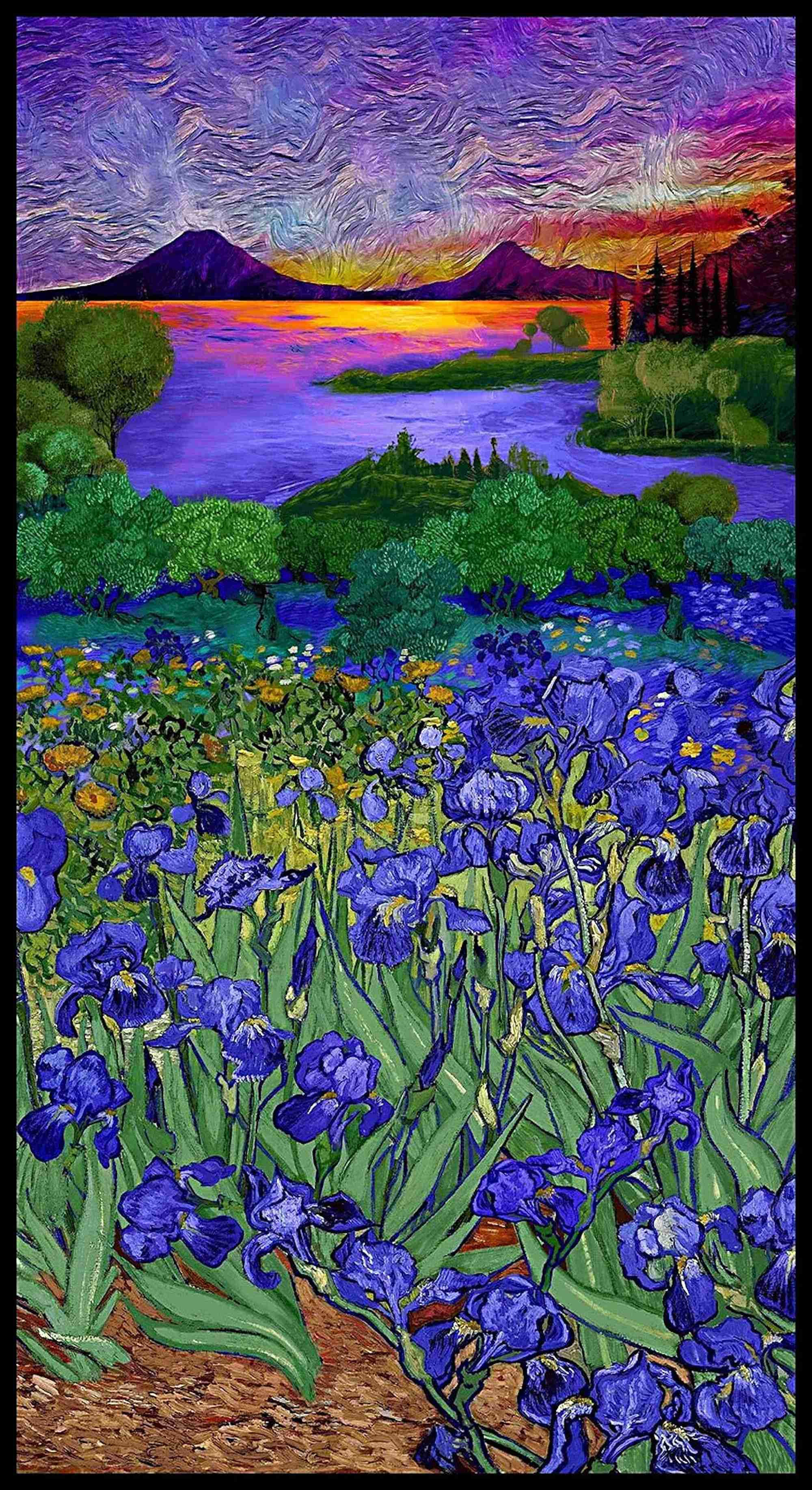 Wild Iris Landscape - Timeless Treasures - Panel (24")
