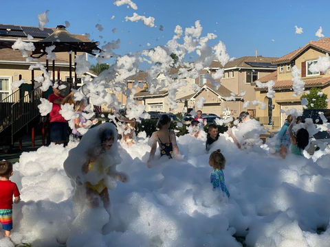 foam party at park with kids