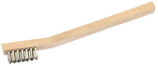 Bent wood handle scratch brush, stainless steel fill (Pack of 36)