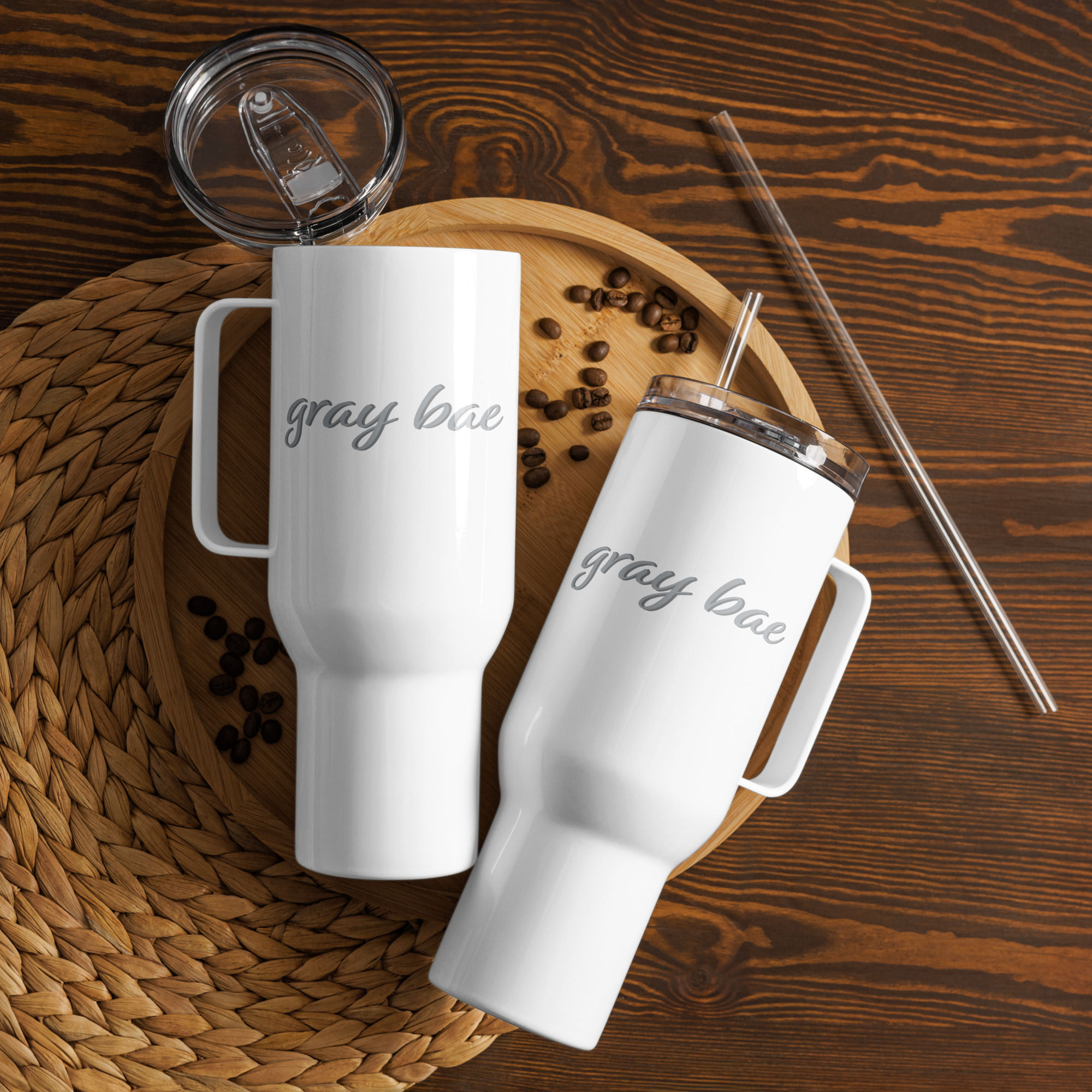 Gray Bae Travel Mug | Bring Your Car Cup