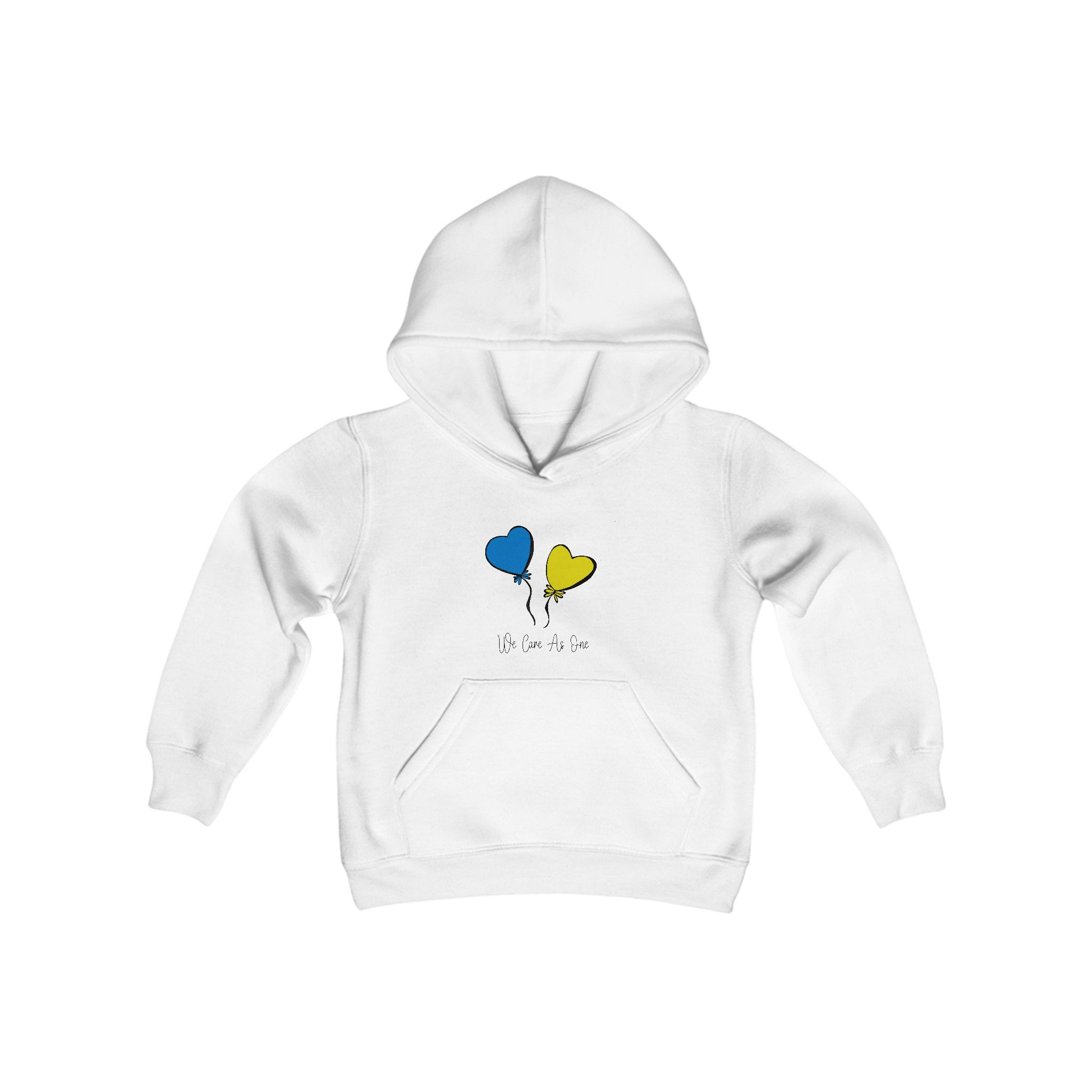 WE CARE AS ONE-HEARTS OF UKRAINE hoodie, youth sizes