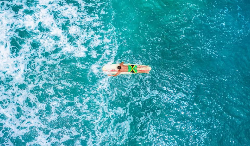 Surfer Jamaican Flag Swim shorts unforgettable adventures jamaica