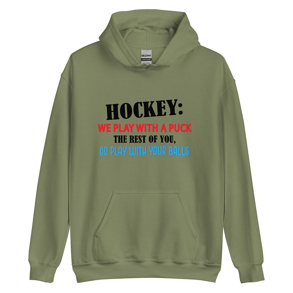 Thumbnail: Hockey: We Play With a Puck Hoodie | Funny Hockey Sweatshirt