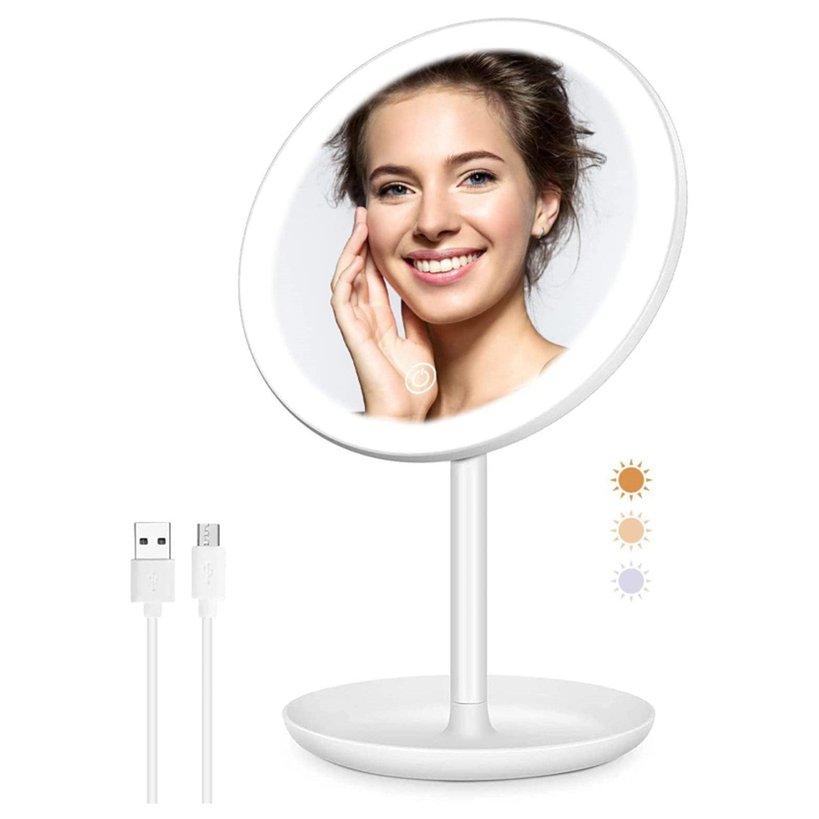 Rechargeable Lighted Makeup Mirror;  50 LED Lights Vanity Mirror With Detachable