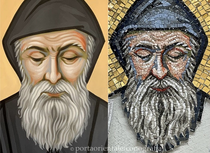 Cartone preparatorio mosaico volto San Charbel Cappella privata Costa Azzurra Francia Gruppo Mosaicisti Ravenna