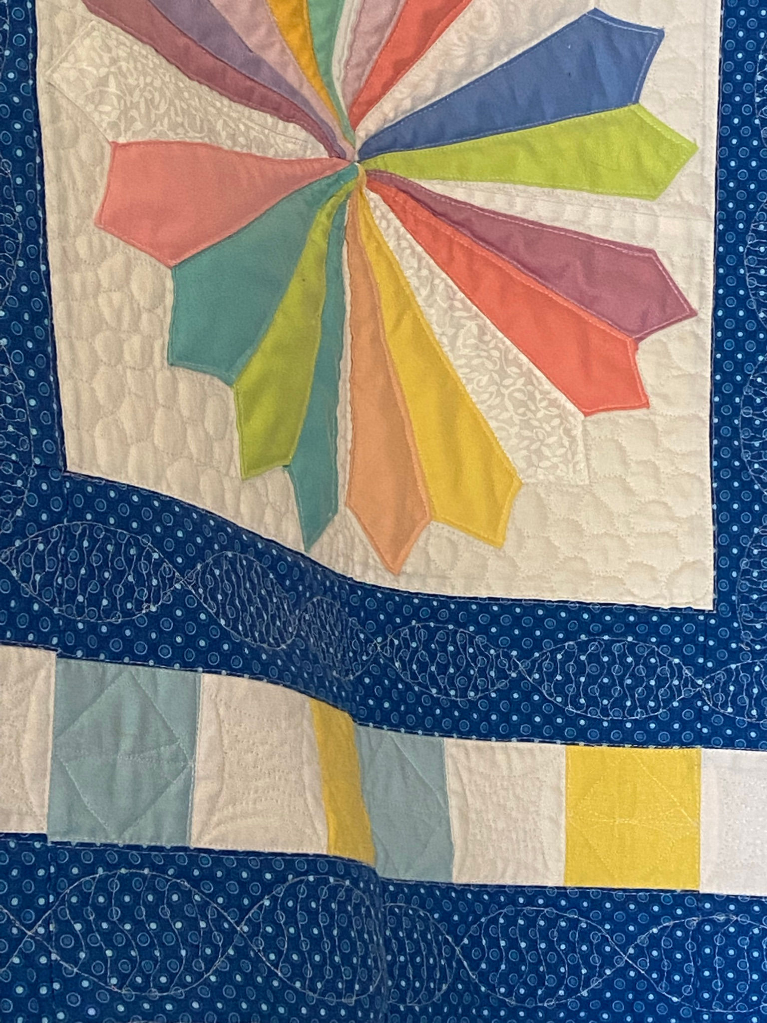 Blue Dresden Multicolored Flower Quilt