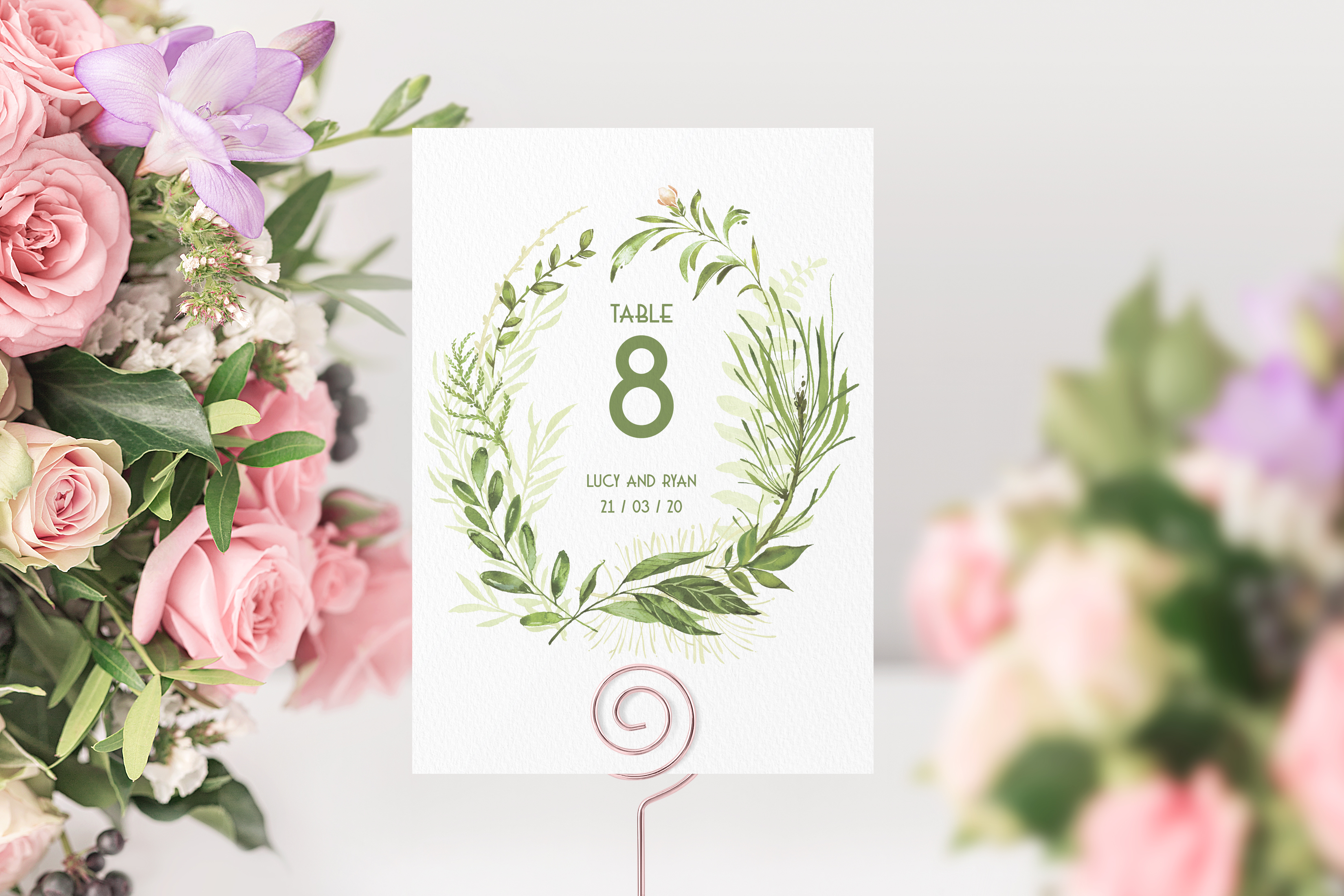 'Spring Wreath' Table Number Card