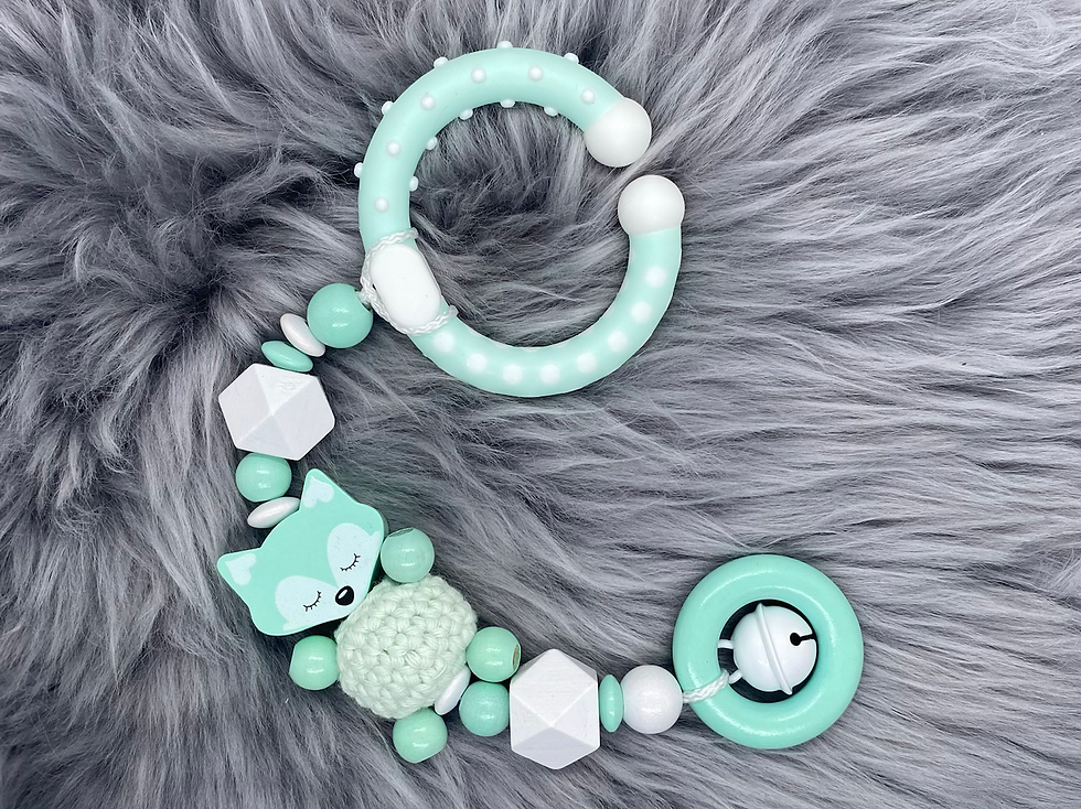 Spielekette mit C-Ring "Fuchs mint/weiß"