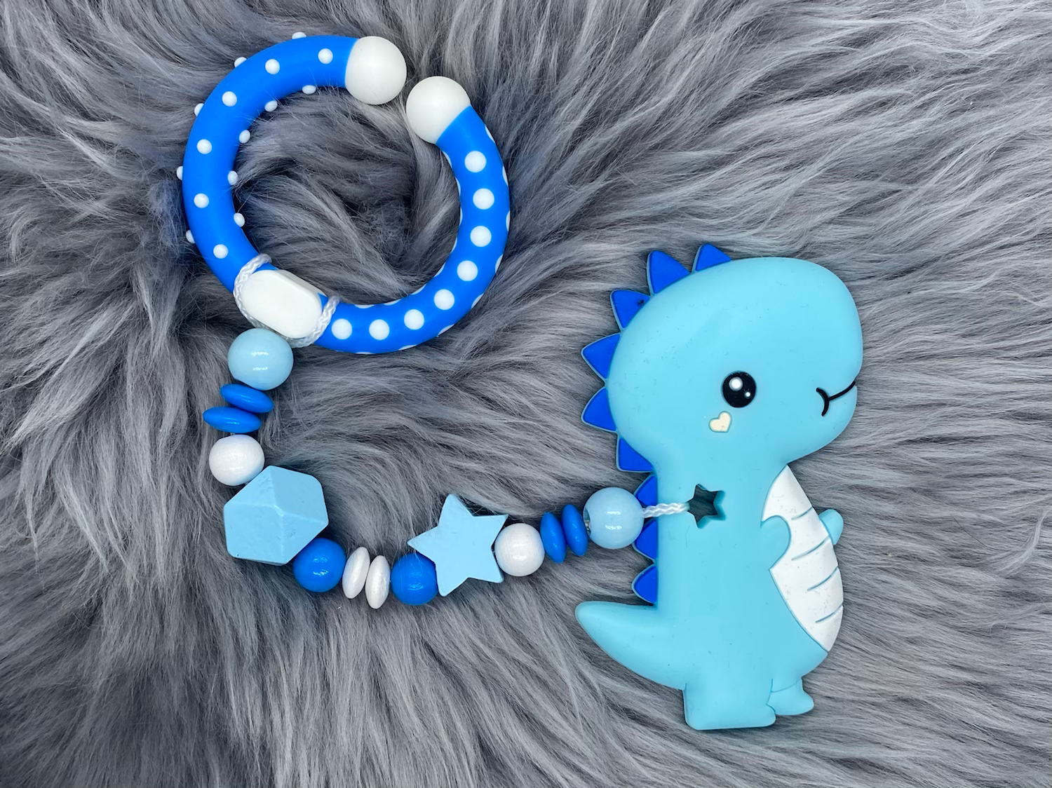 Spielekette mit C-Ring "Dino mittelblau"